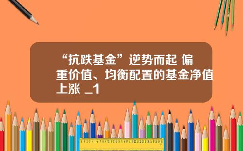 “抗跌基金”逆势而起 偏重价值、均衡配置的基金净值上涨 _1