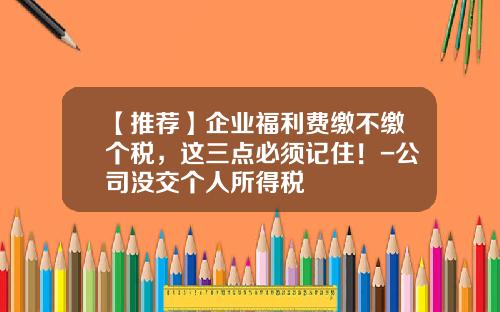 【推荐】企业福利费缴不缴个税，这三点必须记住！-公司没交个人所得税