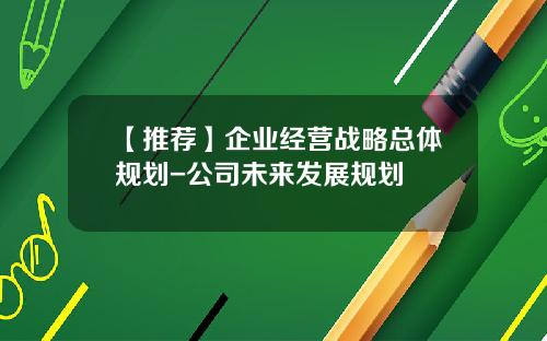 【推荐】企业经营战略总体规划-公司未来发展规划