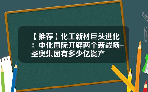 【推荐】化工新材巨头进化：中化国际开辟两个新战场-圣奥集团有多少亿资产