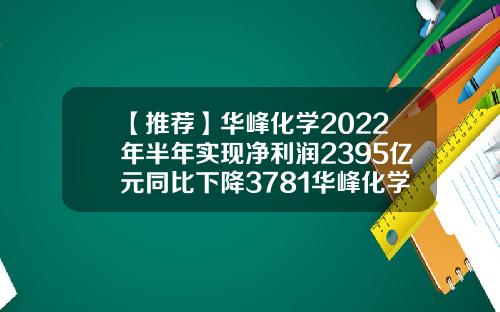 【推荐】华峰化学2022年半年实现净利润2395亿元同比下降3781华峰化学股票资讯