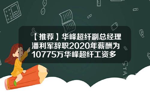 【推荐】华峰超纤副总经理潘利军辞职2020年薪酬为10775万华峰超纤工资多少