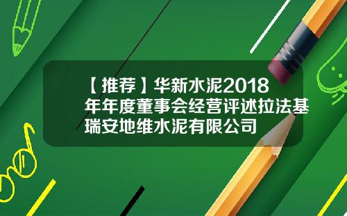 【推荐】华新水泥2018年年度董事会经营评述拉法基瑞安地维水泥有限公司