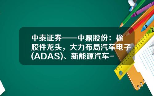 中泰证券——中鼎股份：橡胶件龙头，大力布局汽车电子(ADAS)、新能源汽车-中鼎动力有限公司
