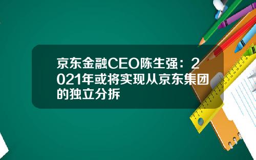 京东金融CEO陈生强：2021年或将实现从京东集团的独立分拆