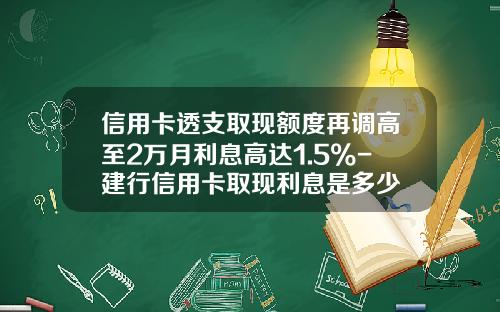 信用卡透支取现额度再调高至2万月利息高达1.5%-建行信用卡取现利息是多少