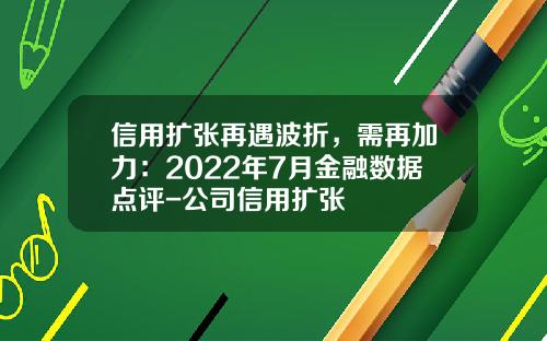 信用扩张再遇波折，需再加力：2022年7月金融数据点评-公司信用扩张
