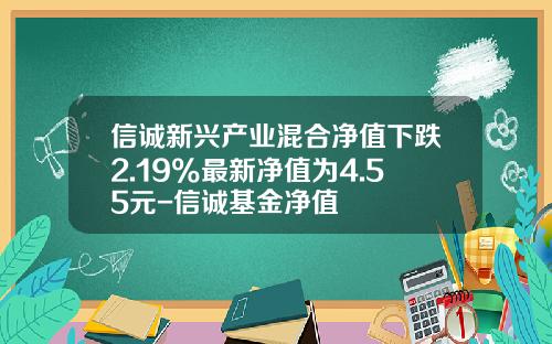 信诚新兴产业混合净值下跌2.19%最新净值为4.55元-信诚基金净值
