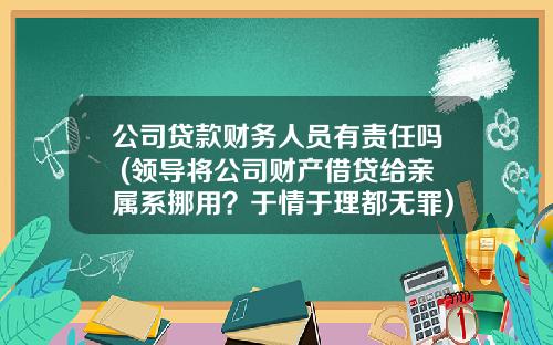 公司贷款财务人员有责任吗 (领导将公司财产借贷给亲属系挪用？于情于理都无罪)_1