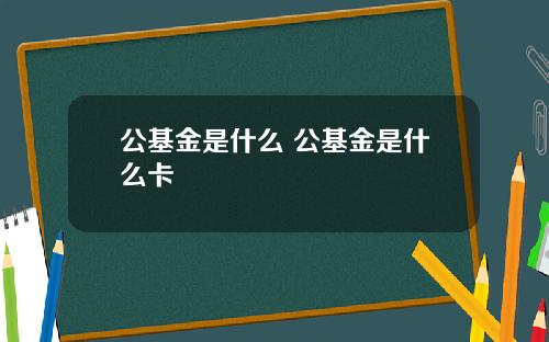 公基金是什么 公基金是什么卡