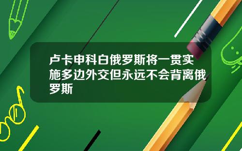 卢卡申科白俄罗斯将一贯实施多边外交但永远不会背离俄罗斯