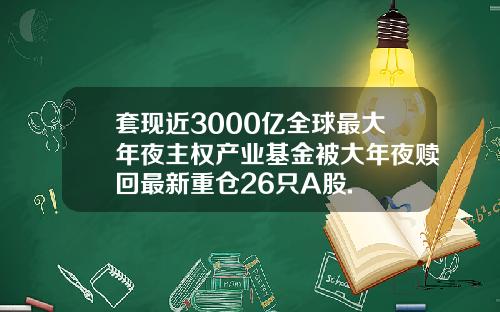 套现近3000亿全球最大年夜主权产业基金被大年夜赎回最新重仓26只A股.