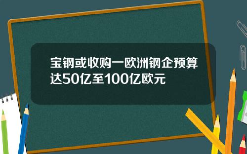 宝钢或收购一欧洲钢企预算达50亿至100亿欧元