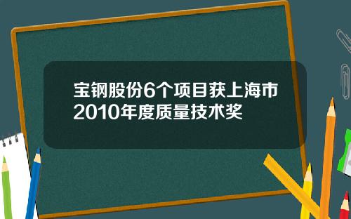 宝钢股份6个项目获上海市2010年度质量技术奖