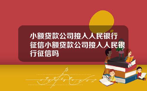 小额贷款公司接入人民银行征信小额贷款公司接入人民银行征信吗