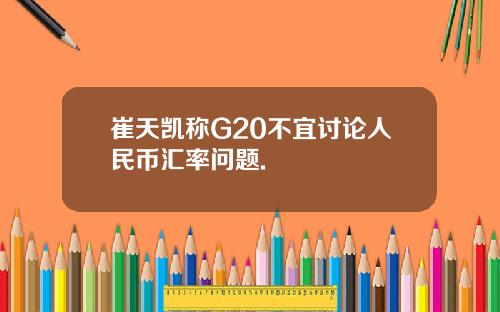 崔天凯称G20不宜讨论人民币汇率问题.