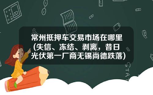 常州抵押车交易市场在哪里 (失信、冻结、剥离，昔日光伏第一厂商无锡尚德跌落)