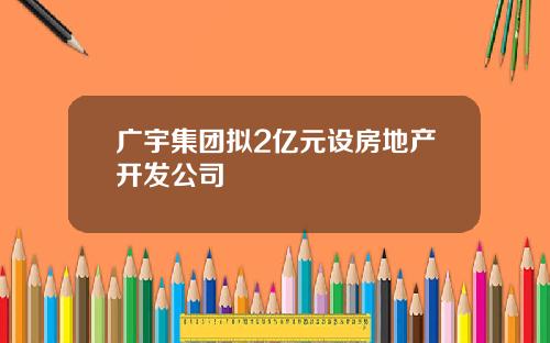 广宇集团拟2亿元设房地产开发公司