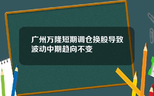 广州万隆短期调仓换股导致波动中期趋向不变