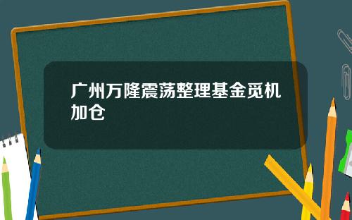 广州万隆震荡整理基金觅机加仓