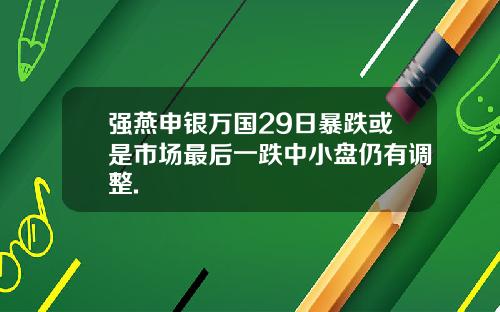 强燕申银万国29日暴跌或是市场最后一跌中小盘仍有调整.
