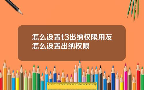 怎么设置t3出纳权限用友怎么设置出纳权限