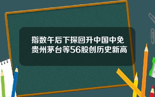 指数午后下探回升中国中免贵州茅台等56股创历史新高