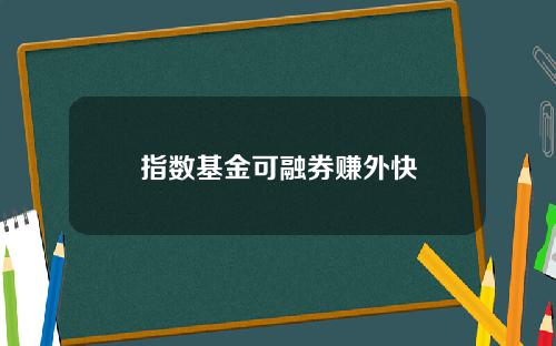 指数基金可融券赚外快