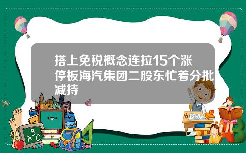 搭上免税概念连拉15个涨停板海汽集团二股东忙着分批减持