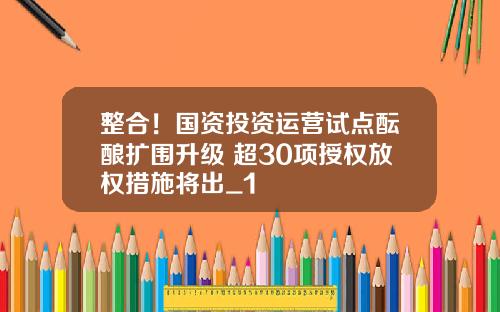 整合！国资投资运营试点酝酿扩围升级 超30项授权放权措施将出_1