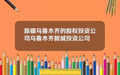 新疆乌鲁木齐的股权投资公司乌鲁木齐新城投资公司