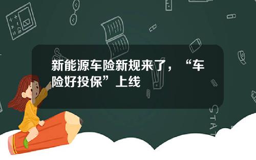 新能源车险新规来了，“车险好投保”上线