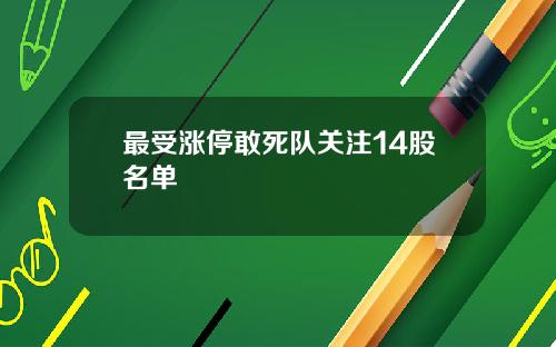 最受涨停敢死队关注14股名单