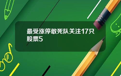 最受涨停敢死队关注17只股票5