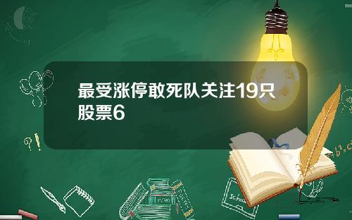 最受涨停敢死队关注19只股票6