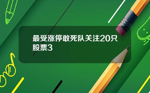 最受涨停敢死队关注20只股票3