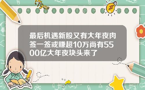 最后机遇新股又有大年夜肉签一签或赚超10万尚有5500亿大年夜块头来了