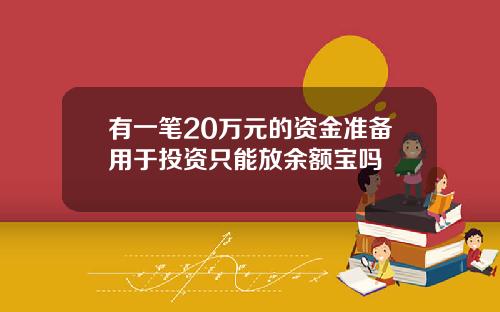 有一笔20万元的资金准备用于投资只能放余额宝吗
