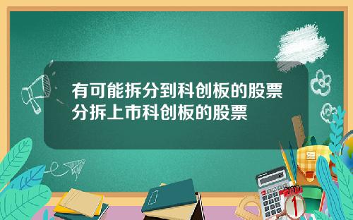 有可能拆分到科创板的股票分拆上市科创板的股票