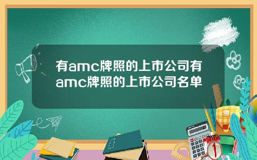 有amc牌照的上市公司有amc牌照的上市公司名单
