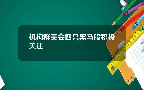 机构群英会四只黑马股积极关注