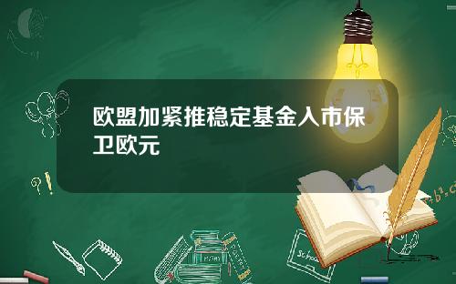 欧盟加紧推稳定基金入市保卫欧元