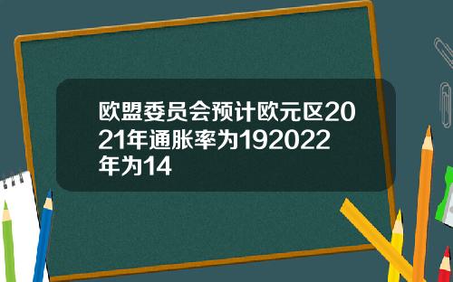 欧盟委员会预计欧元区2021年通胀率为192022年为14