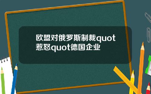 欧盟对俄罗斯制裁quot惹怒quot德国企业