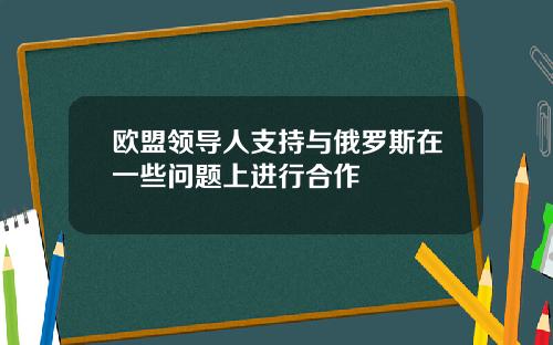 欧盟领导人支持与俄罗斯在一些问题上进行合作