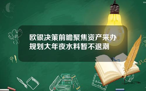 欧银决策前瞻聚焦资产采办规划大年夜水料暂不退潮