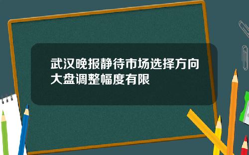 武汉晚报静待市场选择方向大盘调整幅度有限
