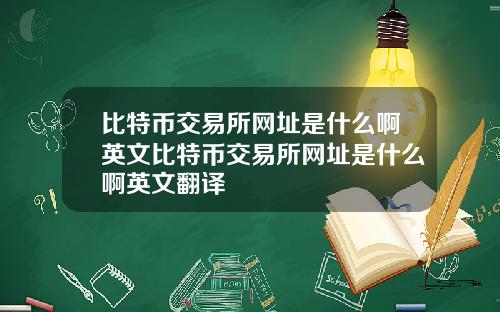 比特币交易所网址是什么啊英文比特币交易所网址是什么啊英文翻译
