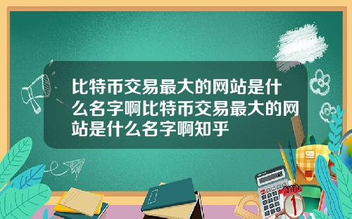 比特币交易最大的网站是什么名字啊比特币交易最大的网站是什么名字啊知乎