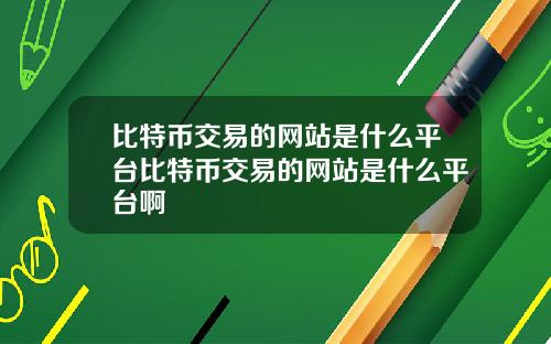 比特币交易的网站是什么平台比特币交易的网站是什么平台啊